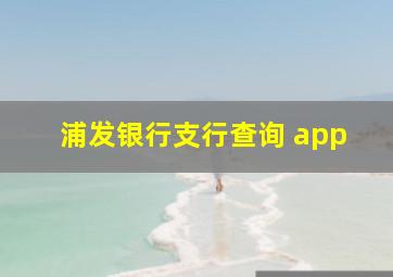 浦发银行支行查询 app